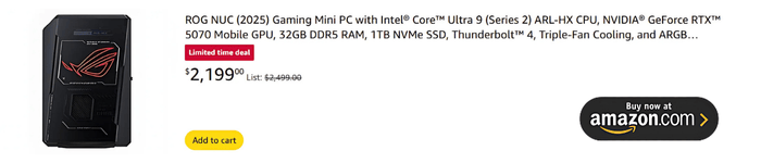 ROG NUC 2025 Gaming Mini PC with Intel® Core™ Ultra 9