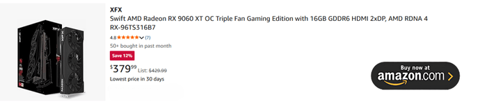 XFX Swift AMD Radeon RX 9060 XT OC Triple Fan Gaming Edition with 16GB GDDR6