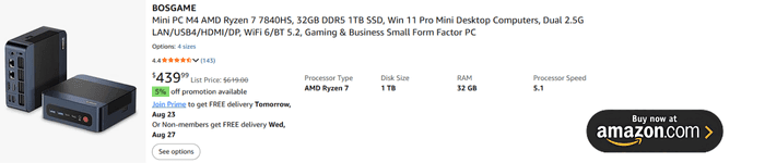 M4 Oculink Mini PC Ryzen 7 7840HS, Radeon 780M GPU Gaming Computers, 11 Pro-OS Desktop PC, 32GB DDR5 RAM, 1TB PCIe 4.0 NVMe 2280 SSD, Wi-Fi6, BT 5.2